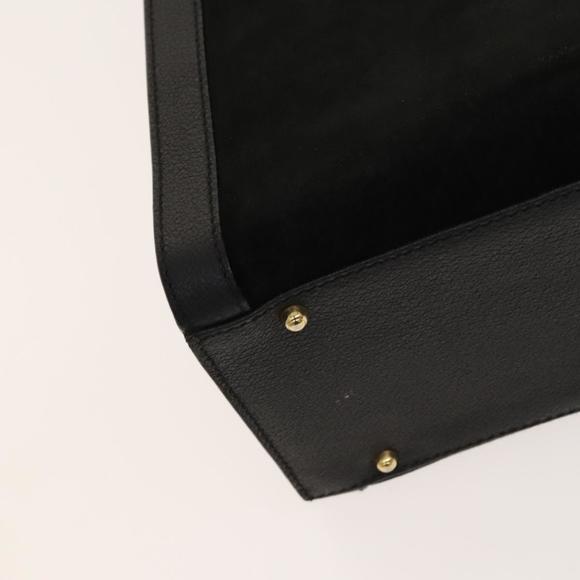 GUCCI Bamboo Hand Bag Suede Black Gold 02 123 0260 Auth...